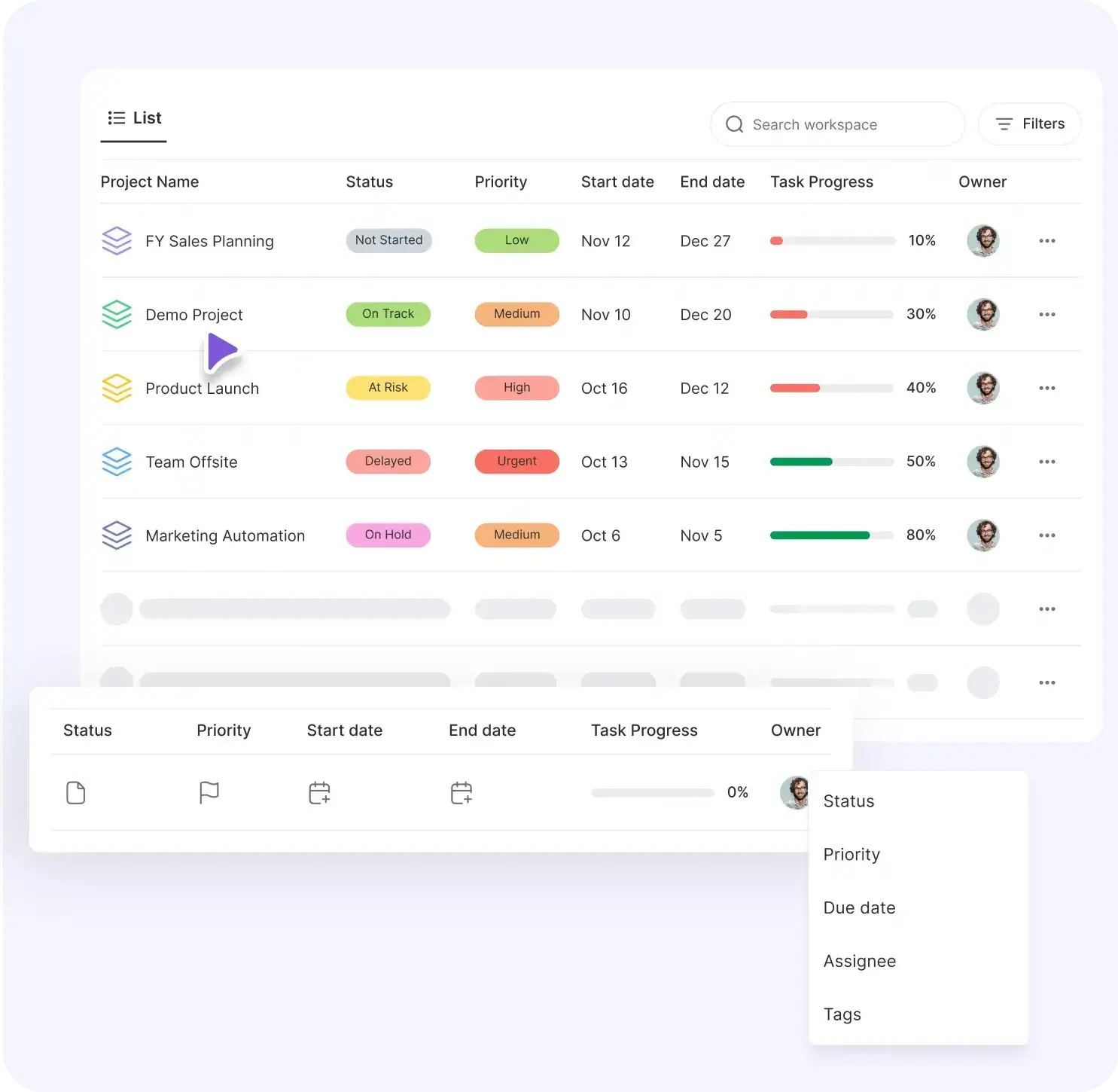  Manage multiple project in a Workspace
